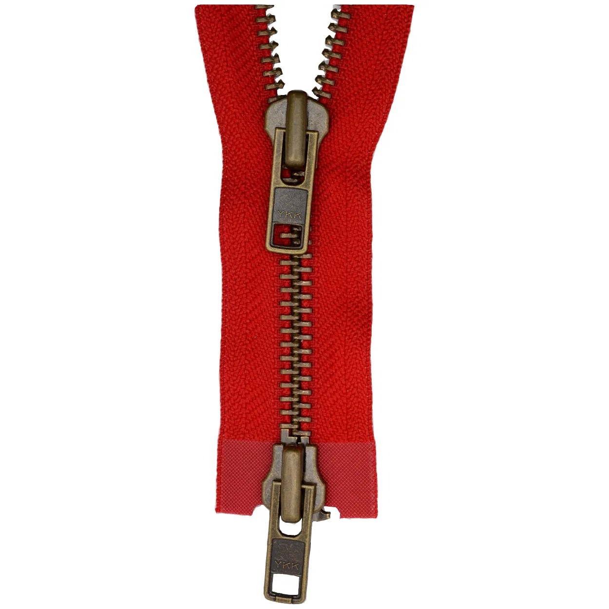 YKK Two Way Open End Heavy Metal Zip 519 Red