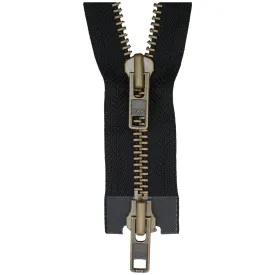 YKK Two Way Open End Heavy Metal Zip 580 BLACK