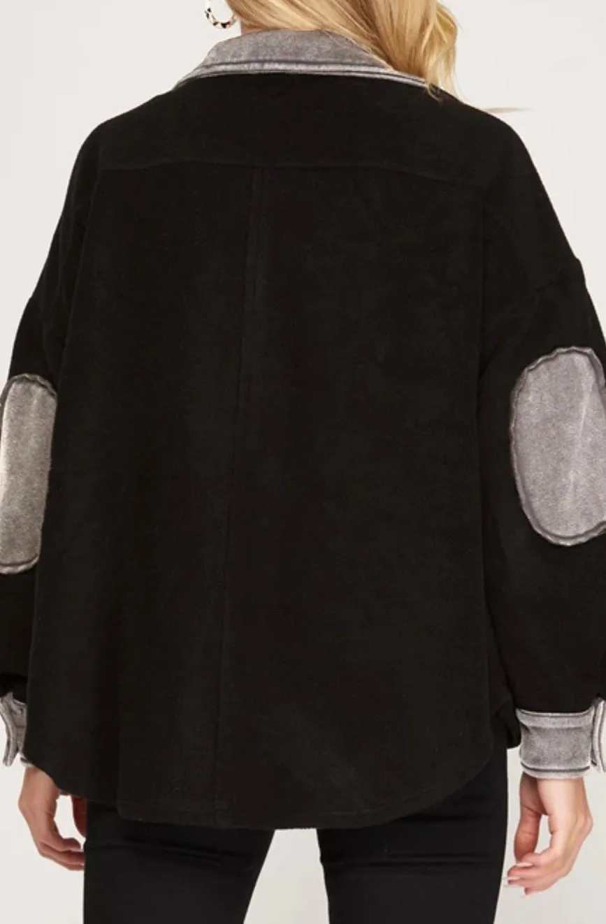 You Don't Care Shacket in Black