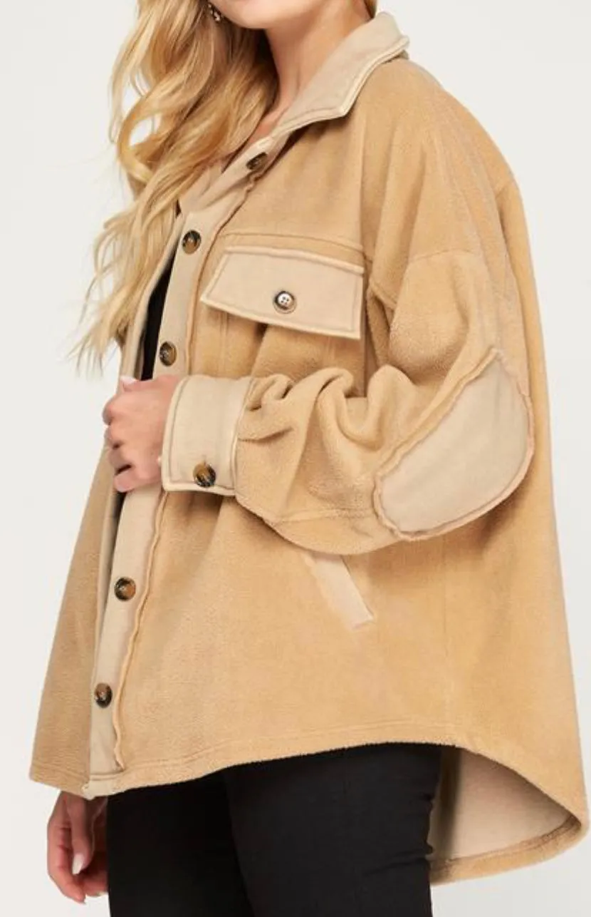You Don't Care Shacket in Taupe