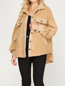 You Don't Care Shacket in Taupe