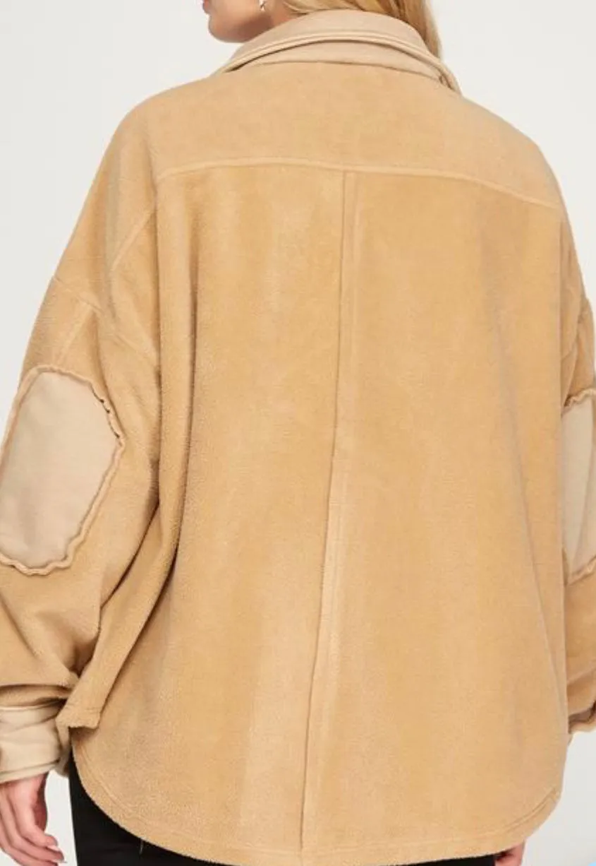 You Don't Care Shacket in Taupe